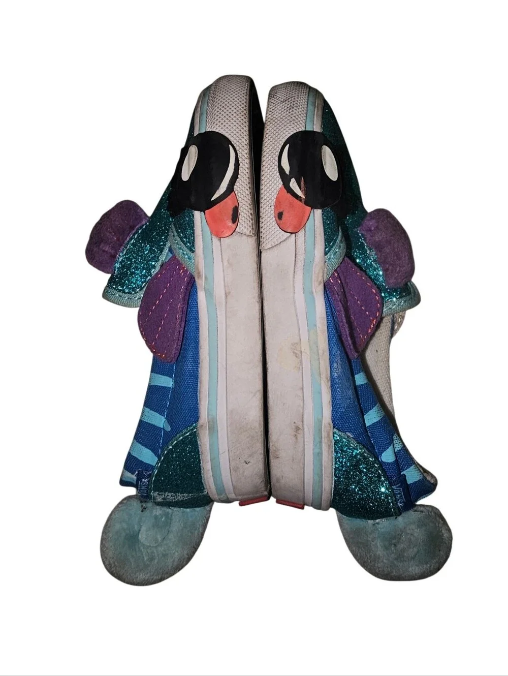Vans Teal Glitter Slip-On Kids Shoes with Purple Accents